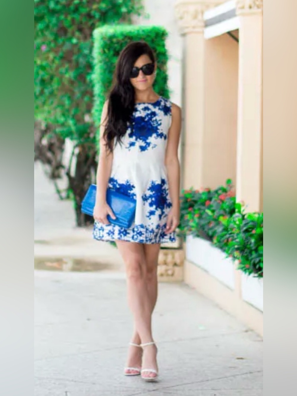 Floral ocean blue brunch summer dress
